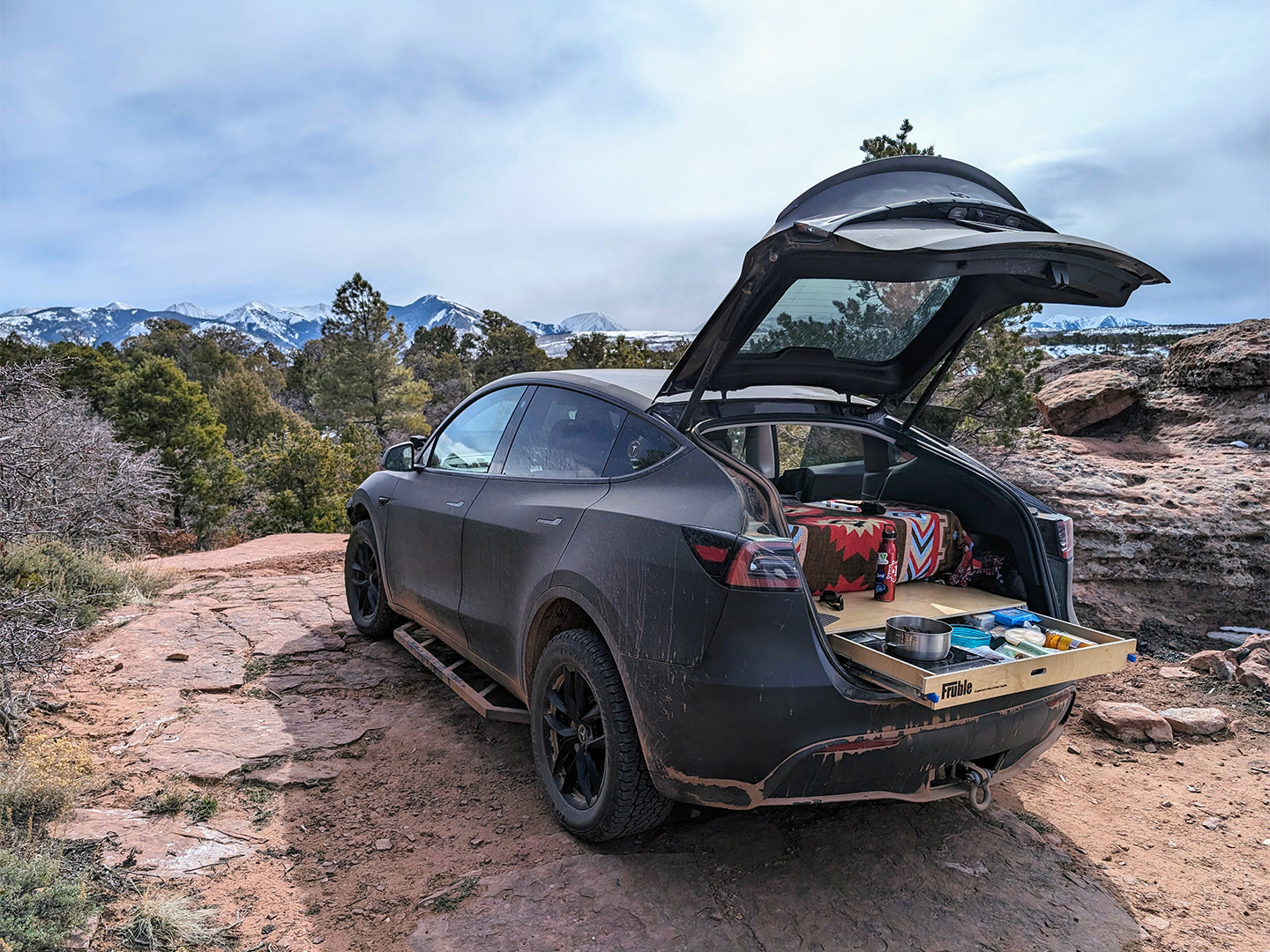 tesla model y tent Fruble Camper Kit Lite for Tesla Model Y – Thunderbolt Adventure Supply